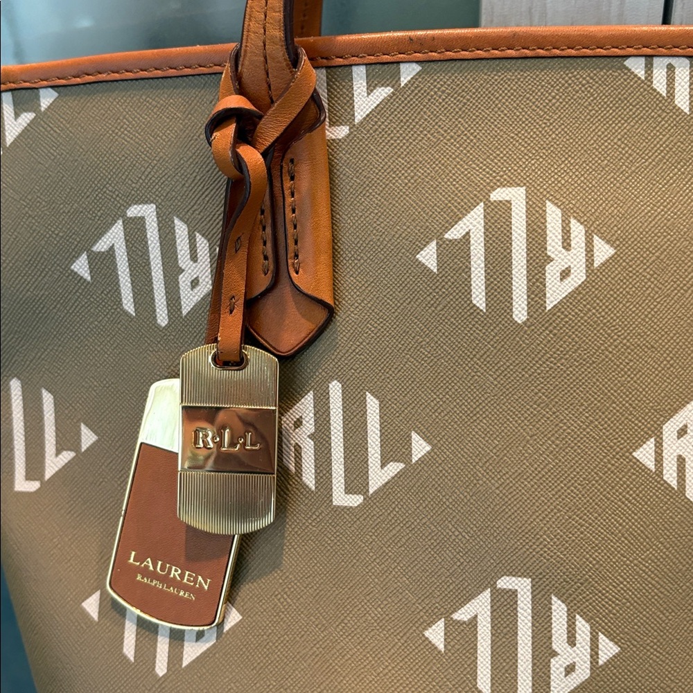 Ralph Lauren Monogram Coated Canvas Shoulder Tote - Picture 2 of 14